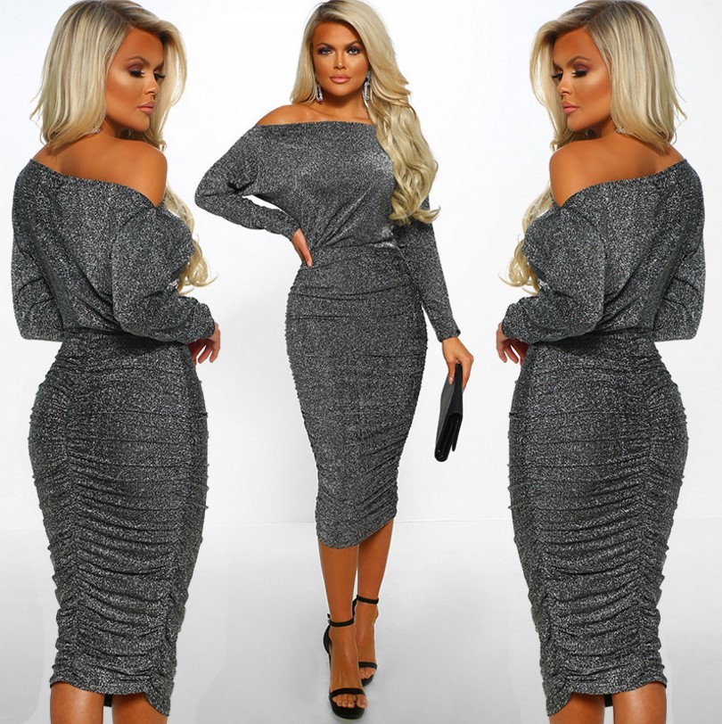 sparkly bodycon dress long sleeve